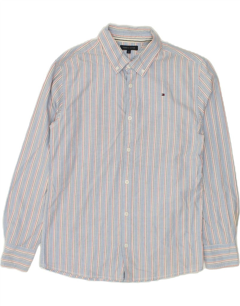 TOMMY HILFIGER Boys Shirt 13-14 Years Grey Striped Cotton | Vintage Tommy Hilfiger | Thrift | Second-Hand Tommy Hilfiger | Used Clothing | Messina Hembry 