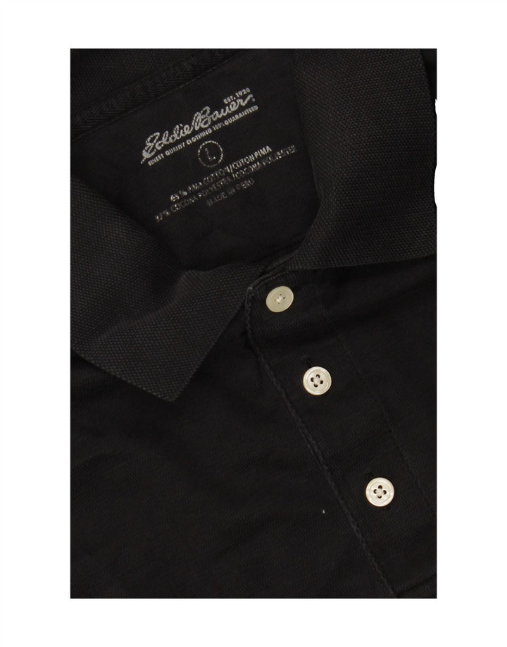 EDDIE BAUER Mens Polo Shirt Large Black Cotton Vintage Eddie Bauer and Second-Hand Eddie Bauer from Messina Hembry 