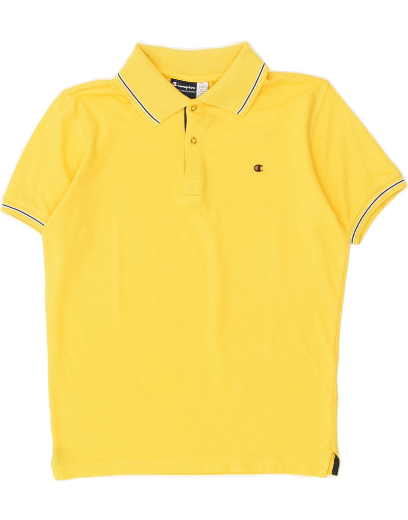 CHAMPION Boys Polo Shirt 11-12 Years Large Yellow | Vintage Champion | Thrift | Second-Hand Champion | Used Clothing | Messina Hembry 