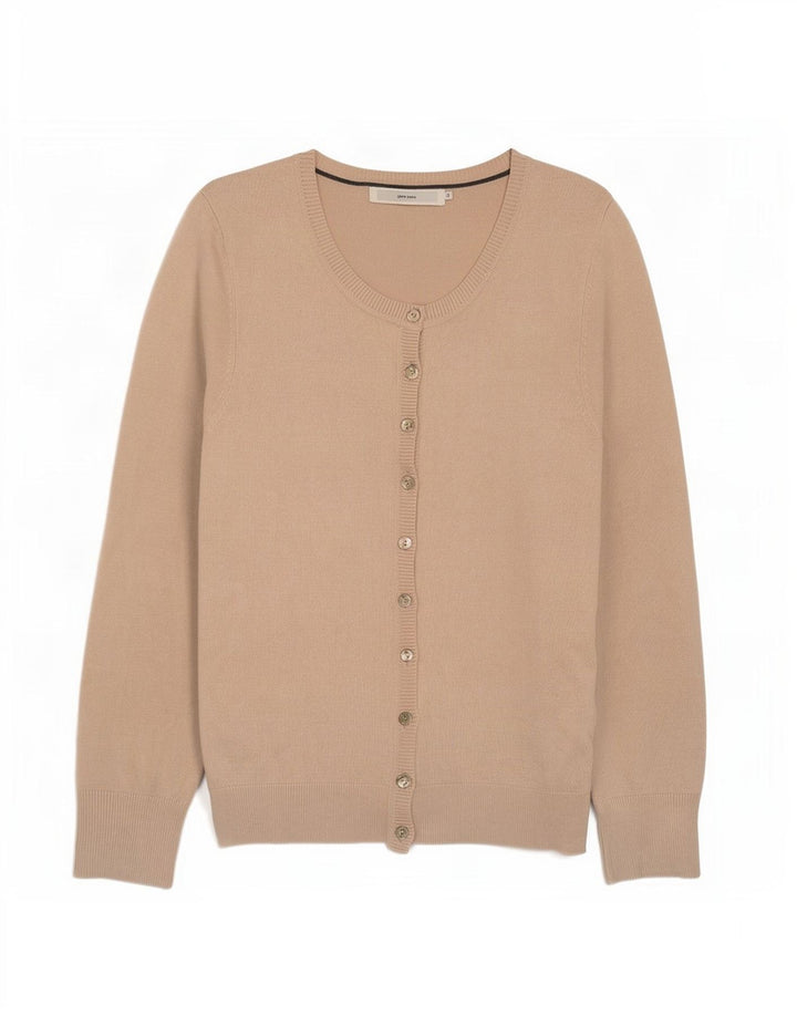 John Lewis Womens Cardigan Sweater UK 12 Medium Beige Viscose