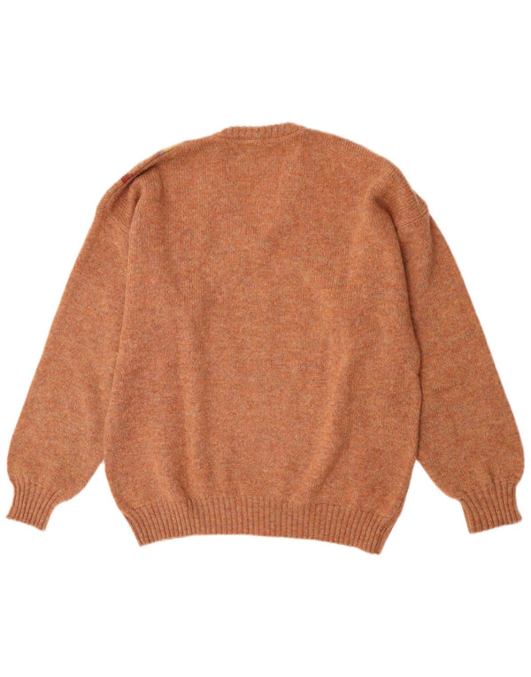 Donny & Max Mens V-Neck Jumper Sweater XL Brown Argyle/Diamond Virgin Wool