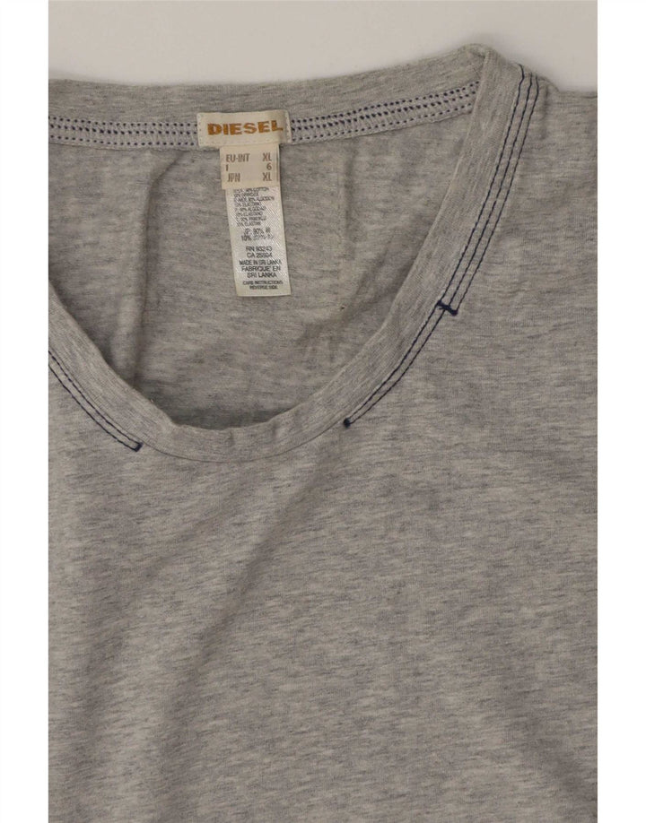 Diesel Mens T-Shirt Top XL Grey Flecked Cotton