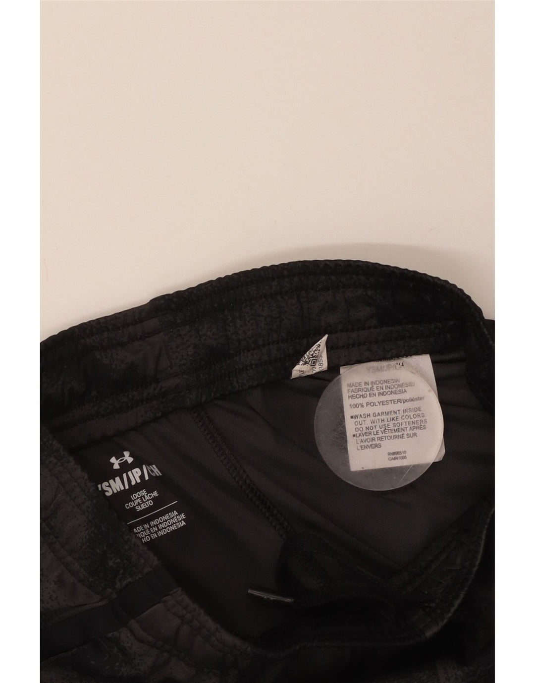 UNDER ARMOUR Girls Graphic Sport Shorts 7-8 Years Small Black Camouflage