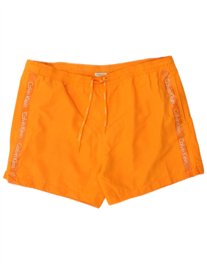 Calvin Klein Mens Graphic Swimming Shorts XL Orange Polyester