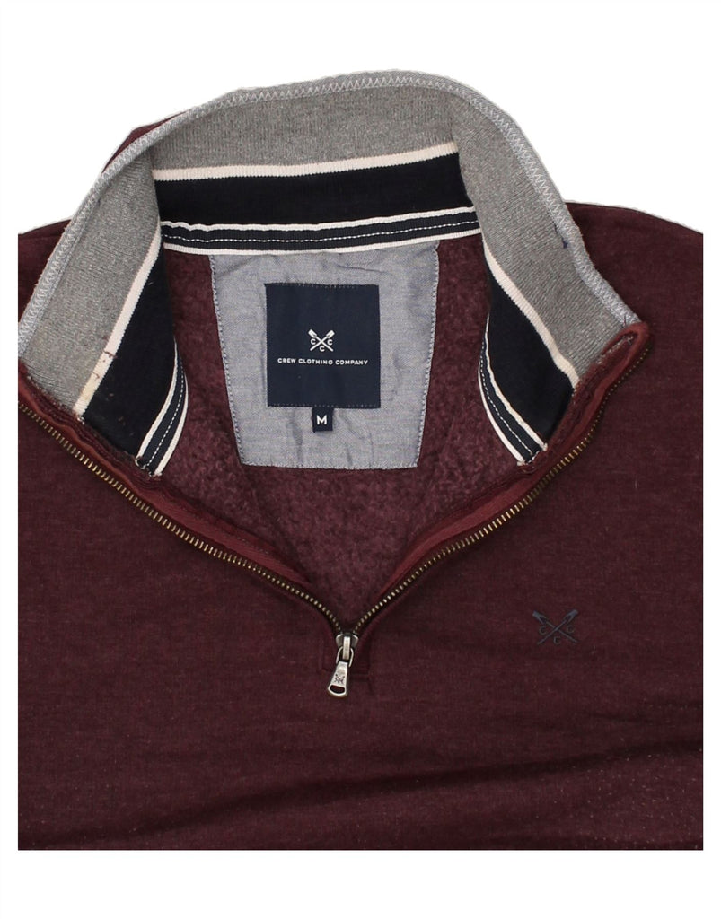 CREW CLOTHING Mens Zip Neck Sweatshirt Jumper Medium Burgundy Cotton | Vintage Crew Clothing | Thrift | Second-Hand Crew Clothing | Used Clothing | Messina Hembry 
