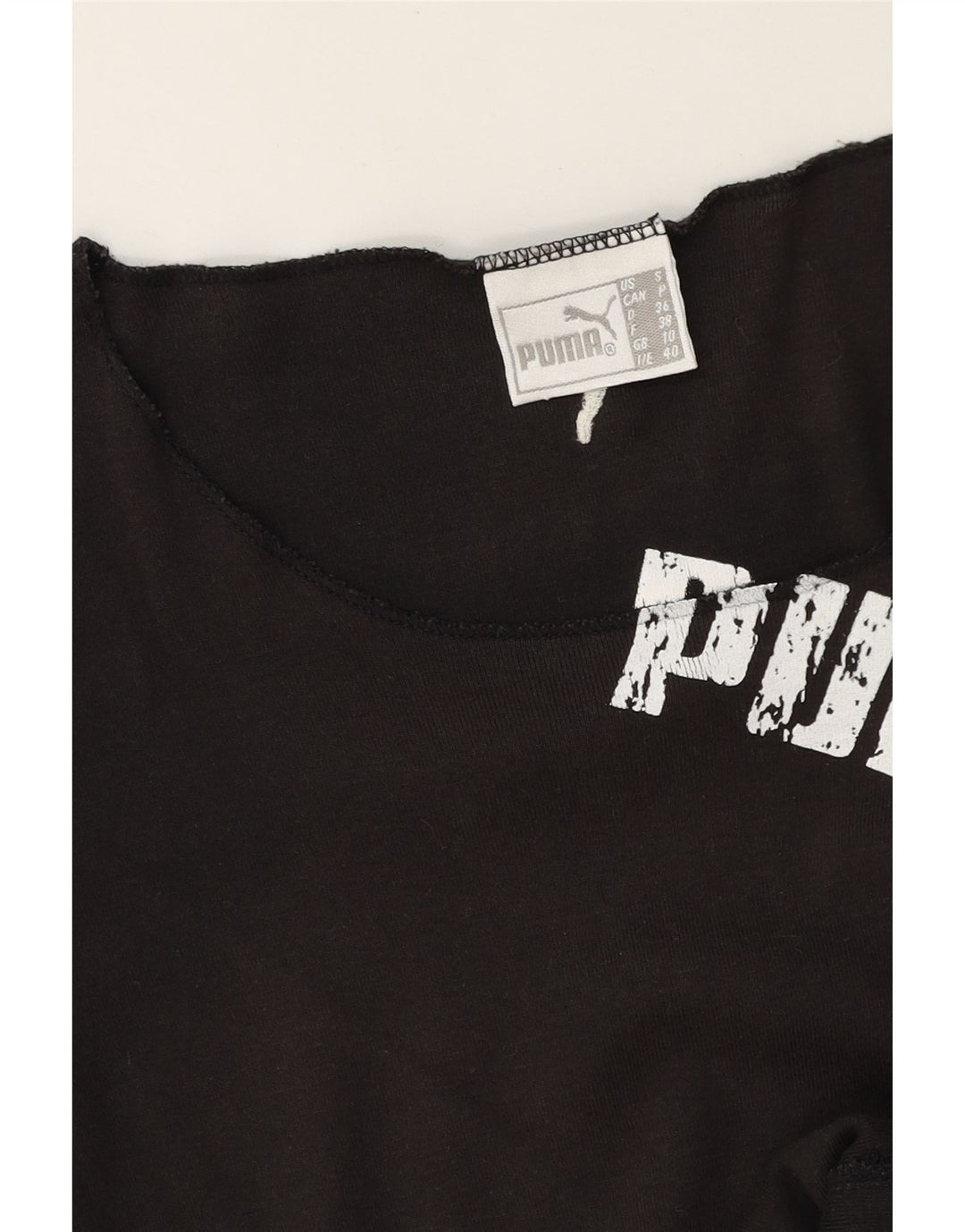PUMA Womens Graphic T-Shirt Top UK 10 Small  Black Vintage Puma and Second-Hand Puma from Messina Hembry 