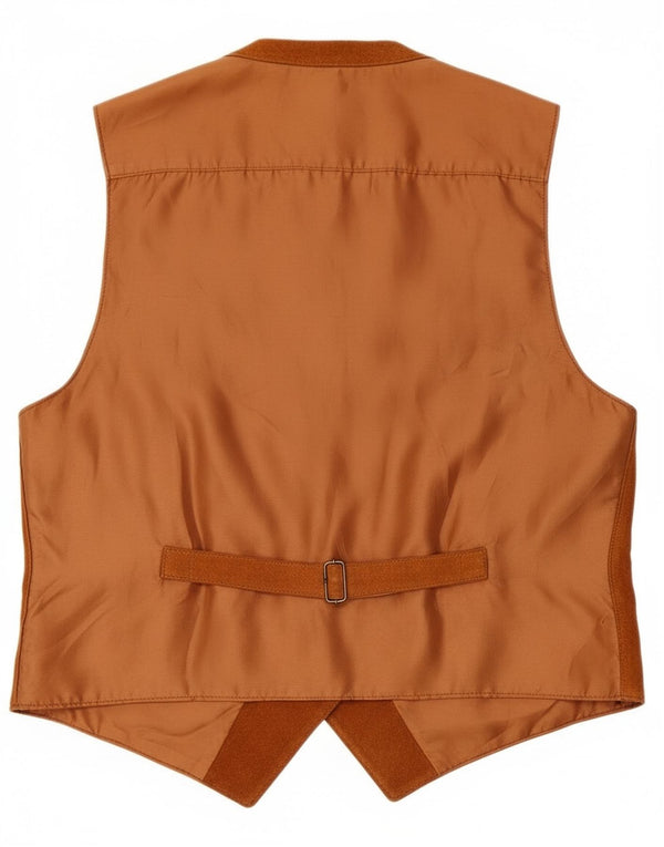 Vintage Womens Suede Waistcoat UK 16 Large Brown Leather