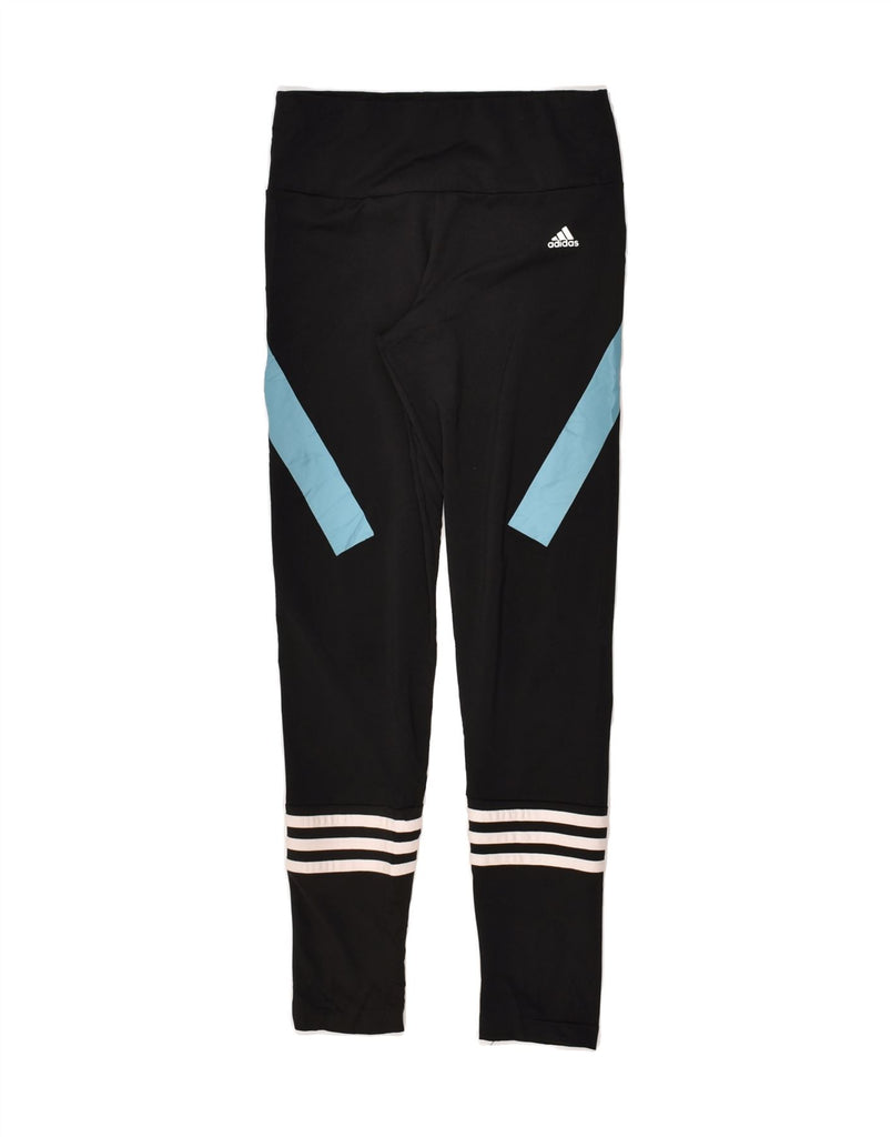 ADIDAS Girls Leggings 11-12 Years Black Colourblock Polyester | Vintage Adidas | Thrift | Second-Hand Adidas | Used Clothing | Messina Hembry 