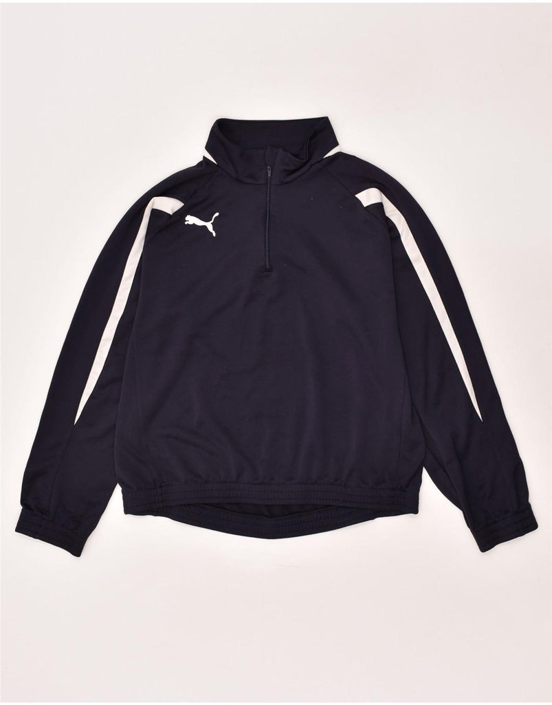 PUMA Mens Pullover Tracksuit Top Medium Navy Blue Polyester | Vintage Puma | Thrift | Second-Hand Puma | Used Clothing | Messina Hembry 