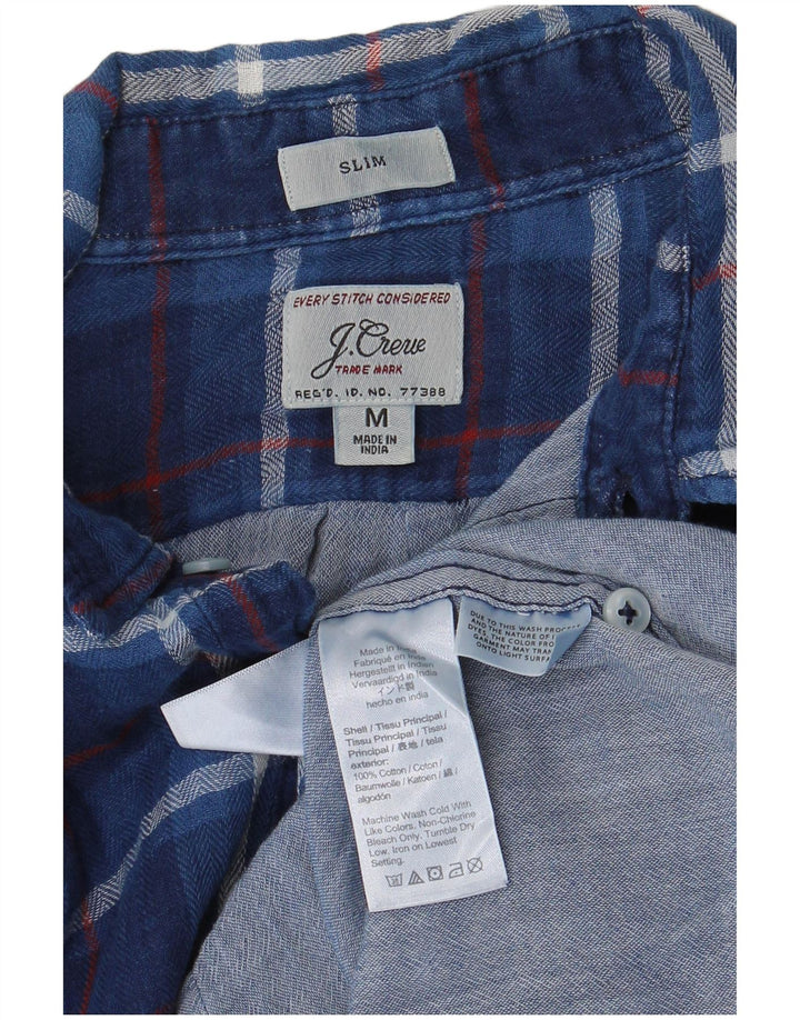 J. CREW Mens Slim Fit Flannel Shirt Medium Blue Check Cotton