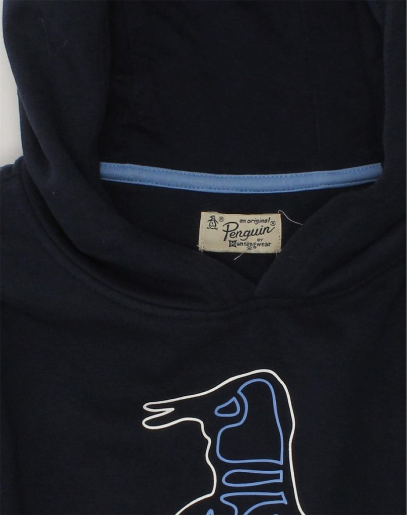 PENGUIN Boys Graphic Hoodie Jumper 15-16 Years Navy Blue Cotton | Vintage Penguin | Thrift | Second-Hand Penguin | Used Clothing | Messina Hembry 