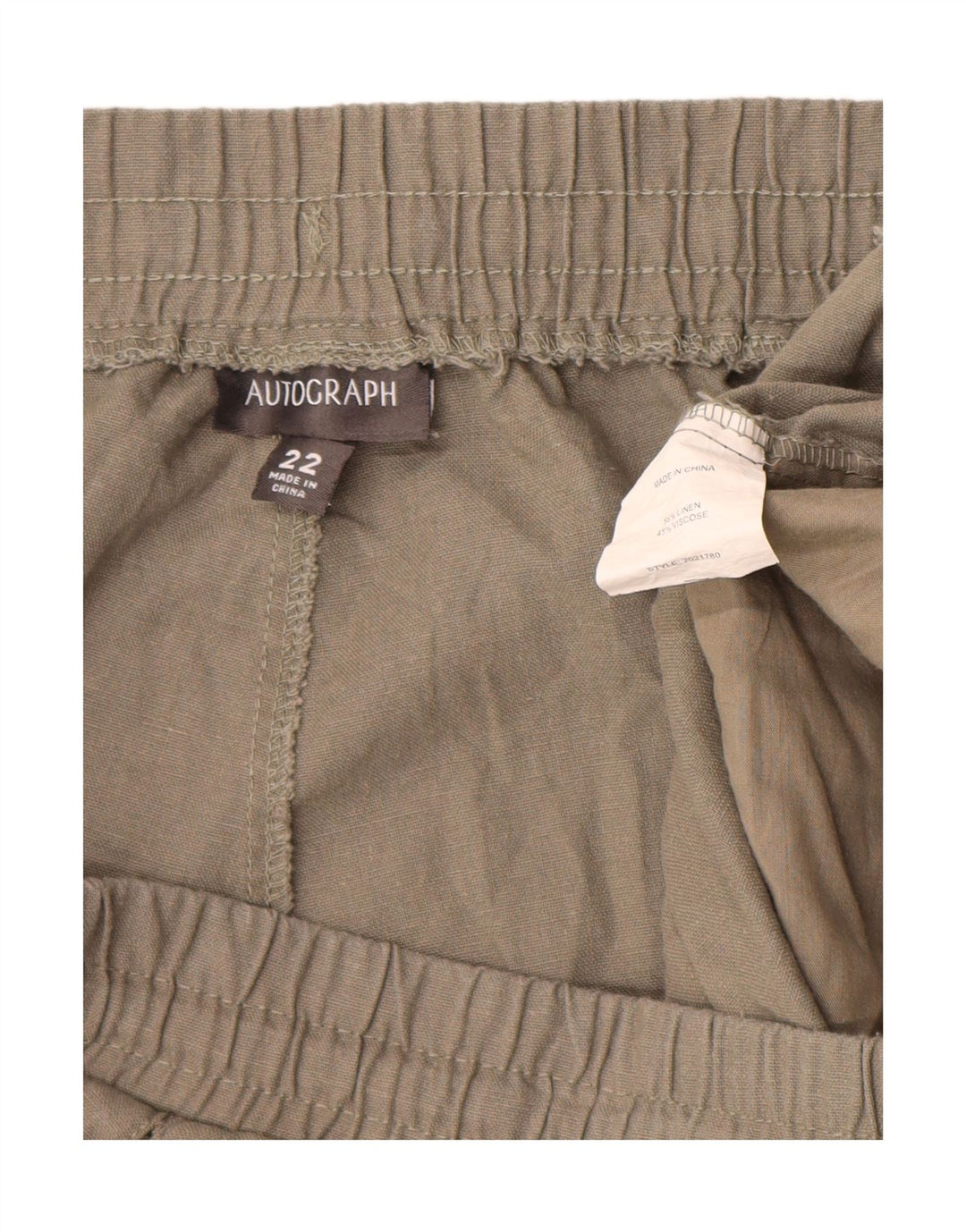 Marks & Spencer Womens Shorts UK 22 3XL W44  Khaki Linen