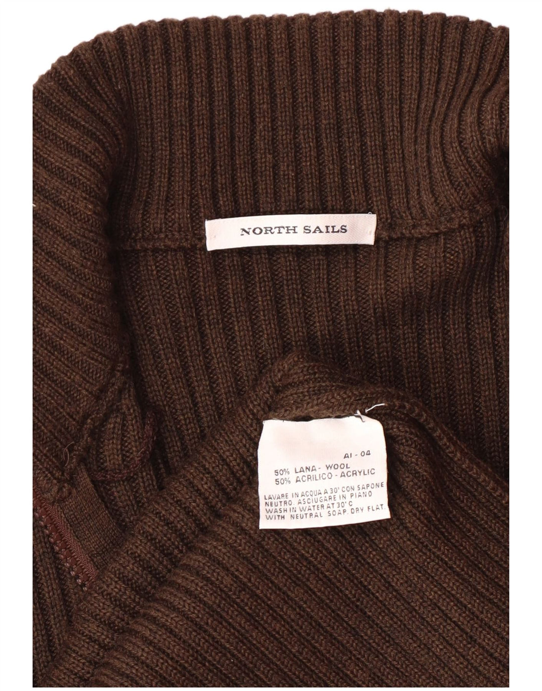 North Sails Mens Graphic Cardigan Sweater Small Brown Wool