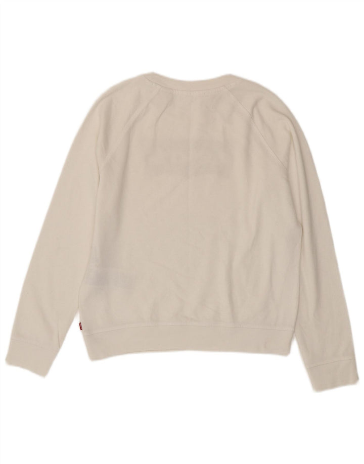 Levi's Womens Graphic Oversized Sweatshirt Jumper UK 10 Small White Cotton