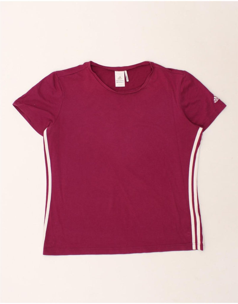 ADIDAS Womens Climalite T-Shirt Top UK 20 2XL  Burgundy Cotton | Vintage Adidas | Thrift | Second-Hand Adidas | Used Clothing | Messina Hembry 