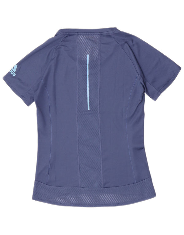 Adidas Womens Aeroready T-Shirt Top UK 4/6 XS Blue Polyester