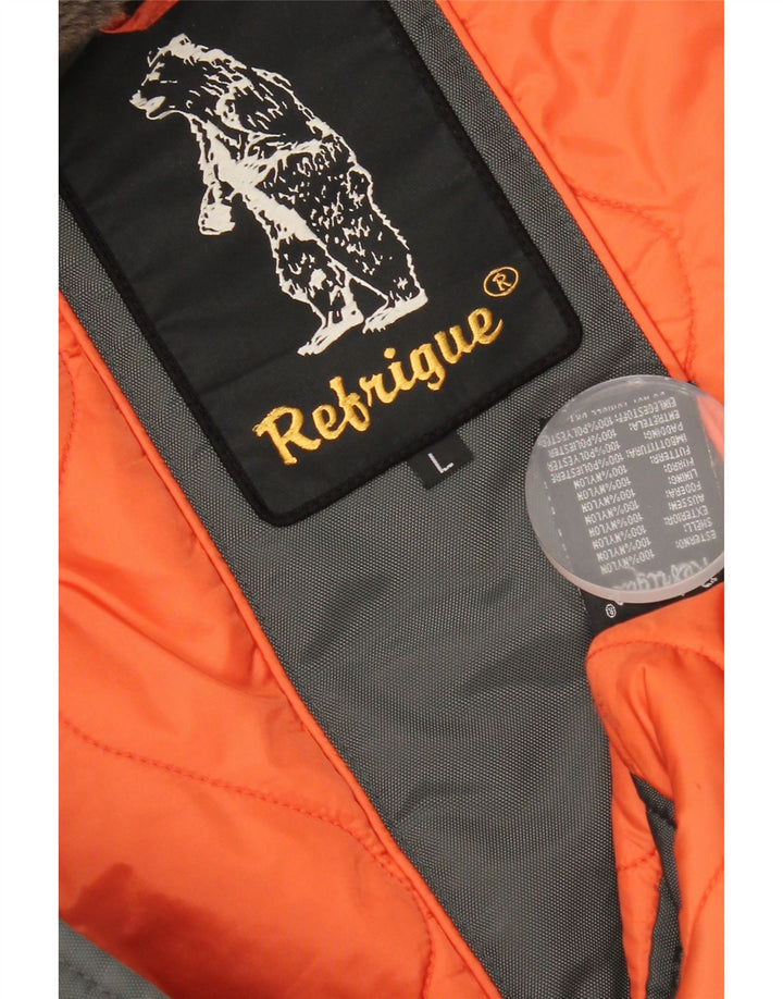 Refrigue Mens Hooded Parka Jacket UK 40 Large Grey Nylon