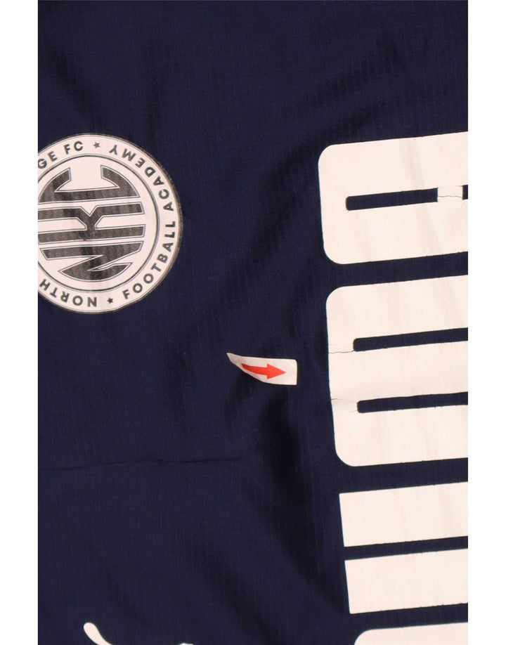 Puma Mens Graphic Pullover Tracksuit Top Small Navy Blue Colourblock