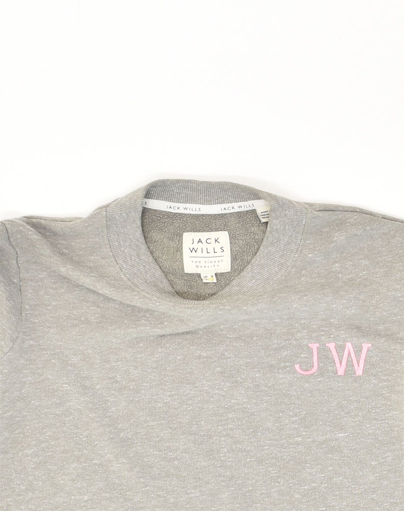 JACK WILLS Womens Oversized Sweatshirt Jumper UK 8 Small  Grey Cotton | Vintage Jack Wills | Thrift | Second-Hand Jack Wills | Used Clothing | Messina Hembry 