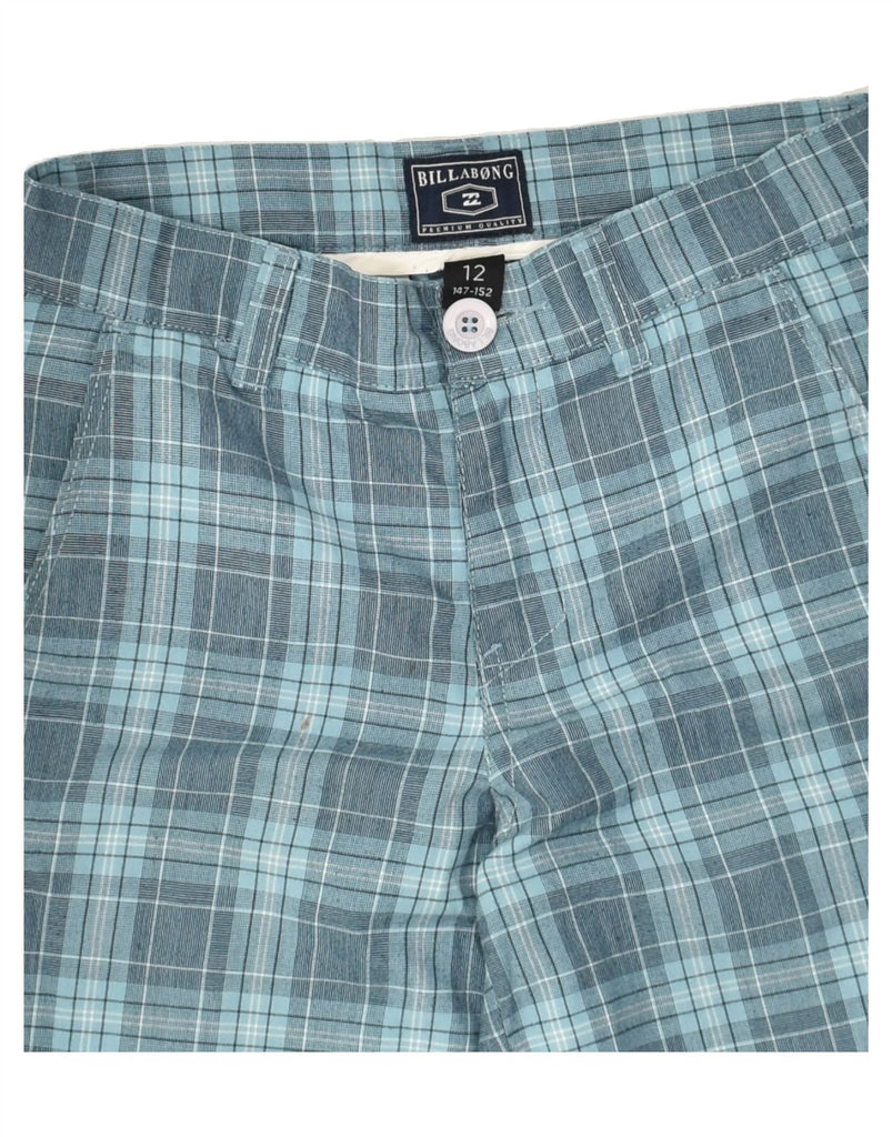 BILLABONG Boys Chino Shorts 11-12 Years W28 Blue Check Polyester | Vintage Billabong | Thrift | Second-Hand Billabong | Used Clothing | Messina Hembry 