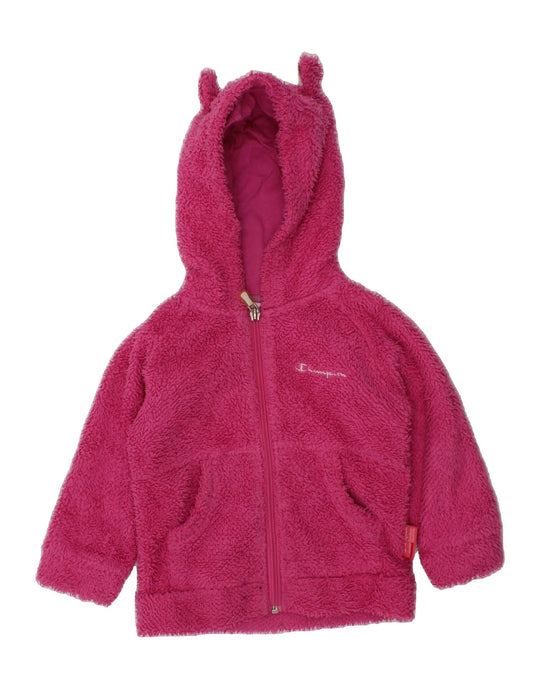 CHAMPION Baby Girls Hooded Fleece Jacket 12-18 Months Medium Pink