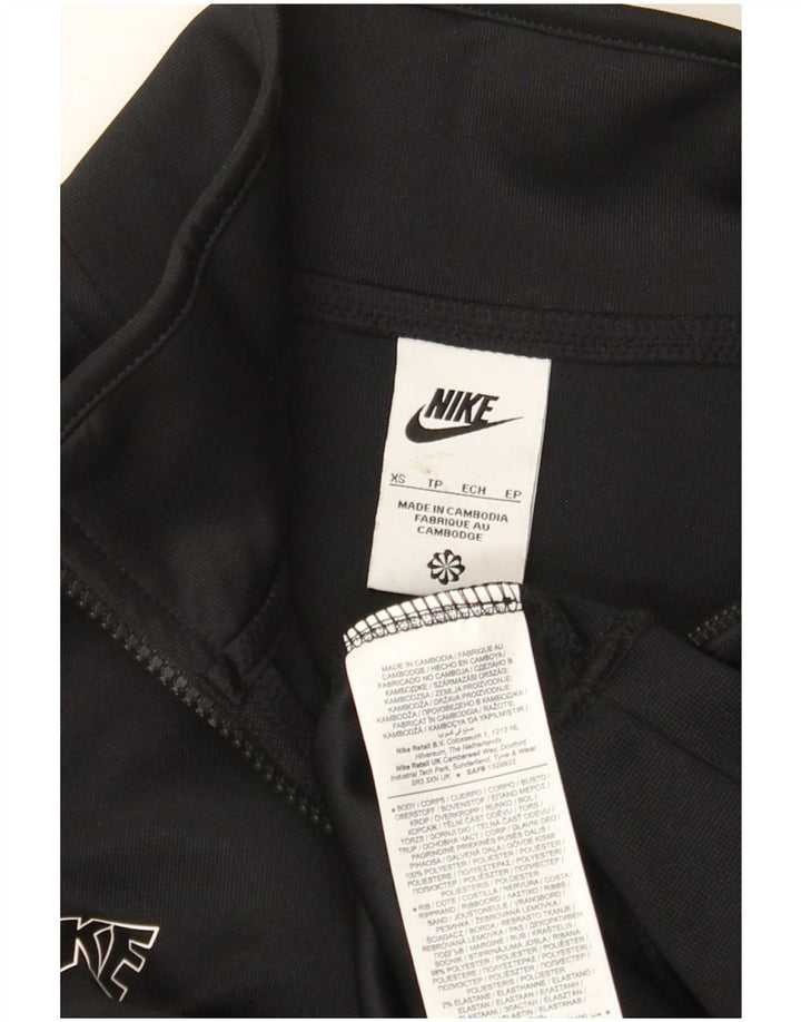 Nike Mens Graphic Zip Neck Sweatshirt Jumper XS Black Polyester