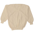 VINTAGE Womens V-Neck Jumper Sweater EU 42 Large Off White