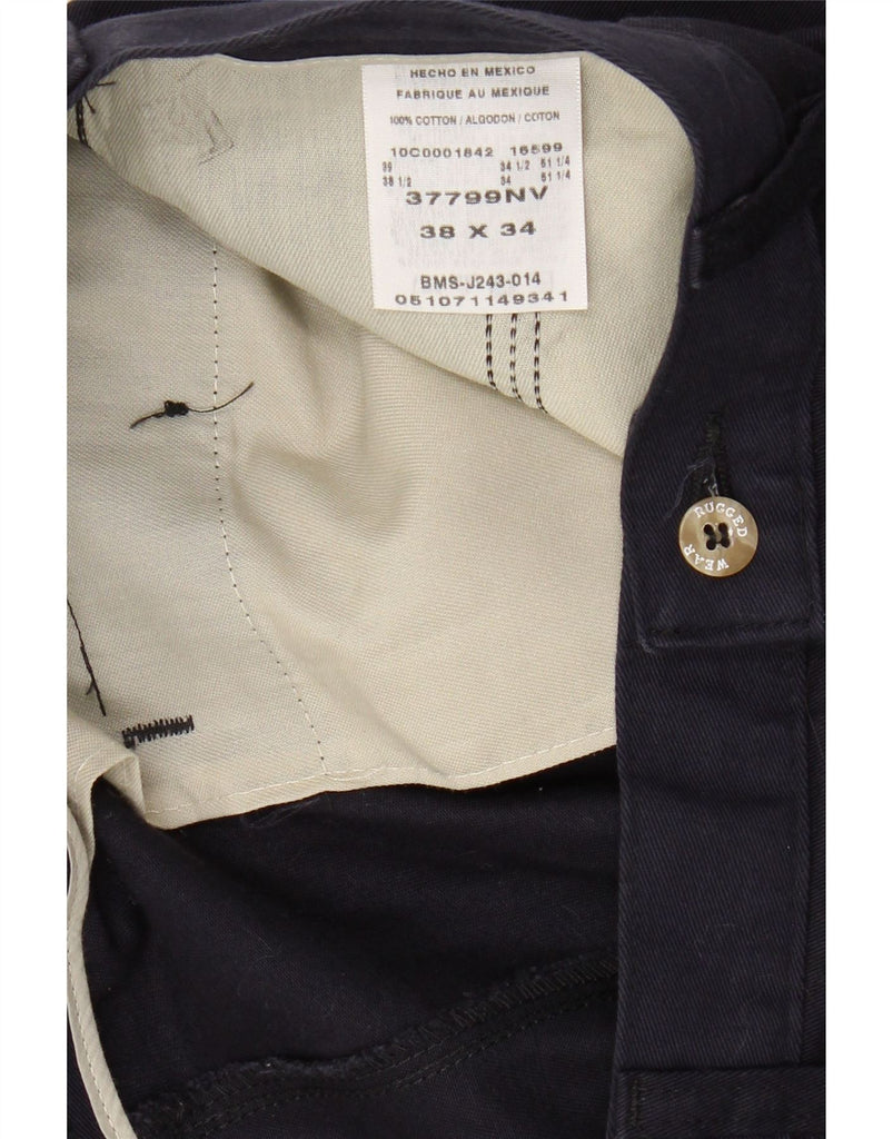 WRANGLER Mens Straight Chino Trousers W38 L34 Navy Blue Cotton Vintage Wrangler and Second-Hand Wrangler from Messina Hembry 