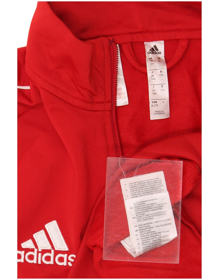 ADIDAS Boys Tracksuit Top Jacket 15-16 Years Red Polyester