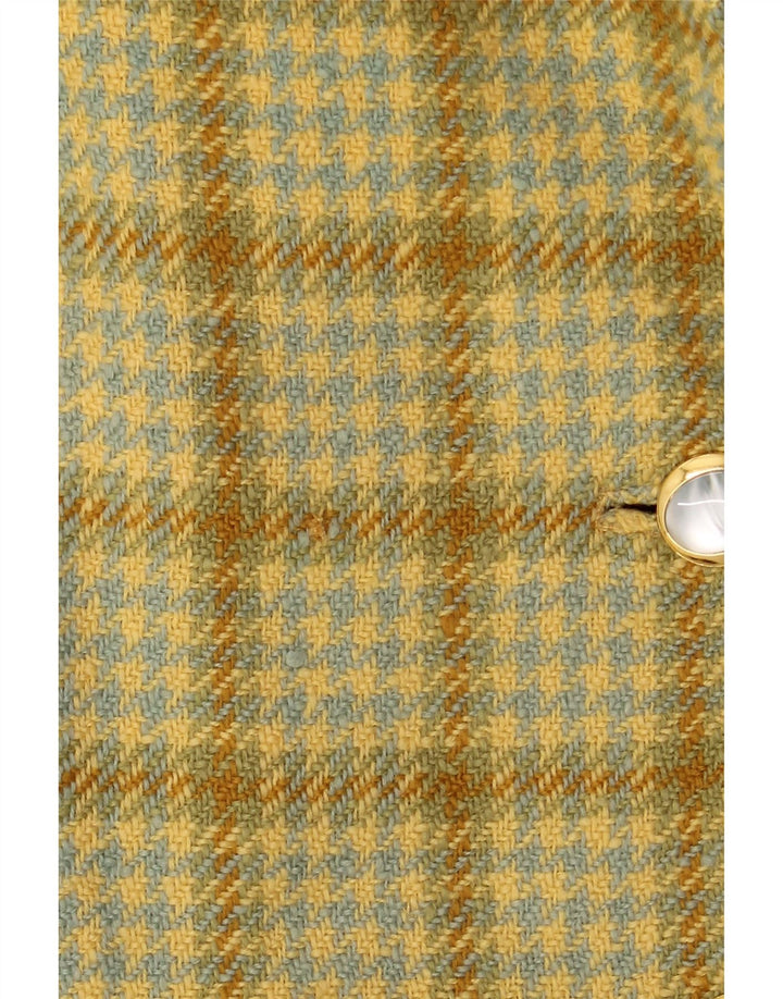 Vintage Womens Double Breasted Coat UK 14 Medium Yellow Houndstooth