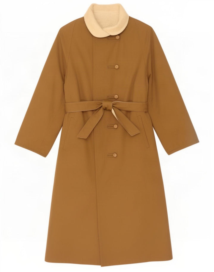 Vintage Womens Reversible Overcoat IT 42 Medium Beige Cotton