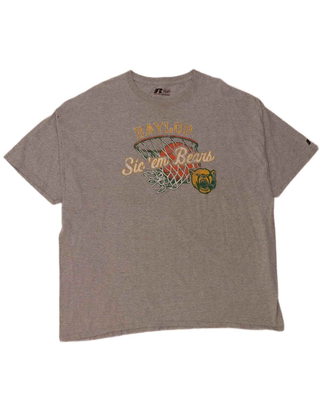 Russell Athletic Mens Baylor Bears Graphic T-Shirt Top 3XL Grey Cotton