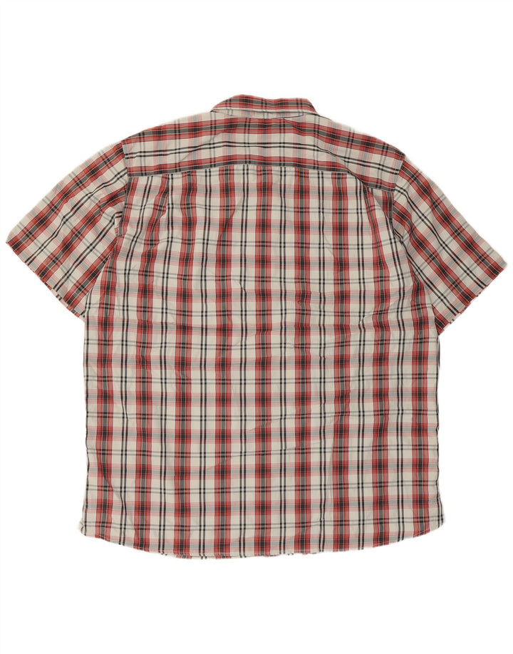 Eddie Bauer Mens Short Sleeve Shirt XL Red Check Polyester