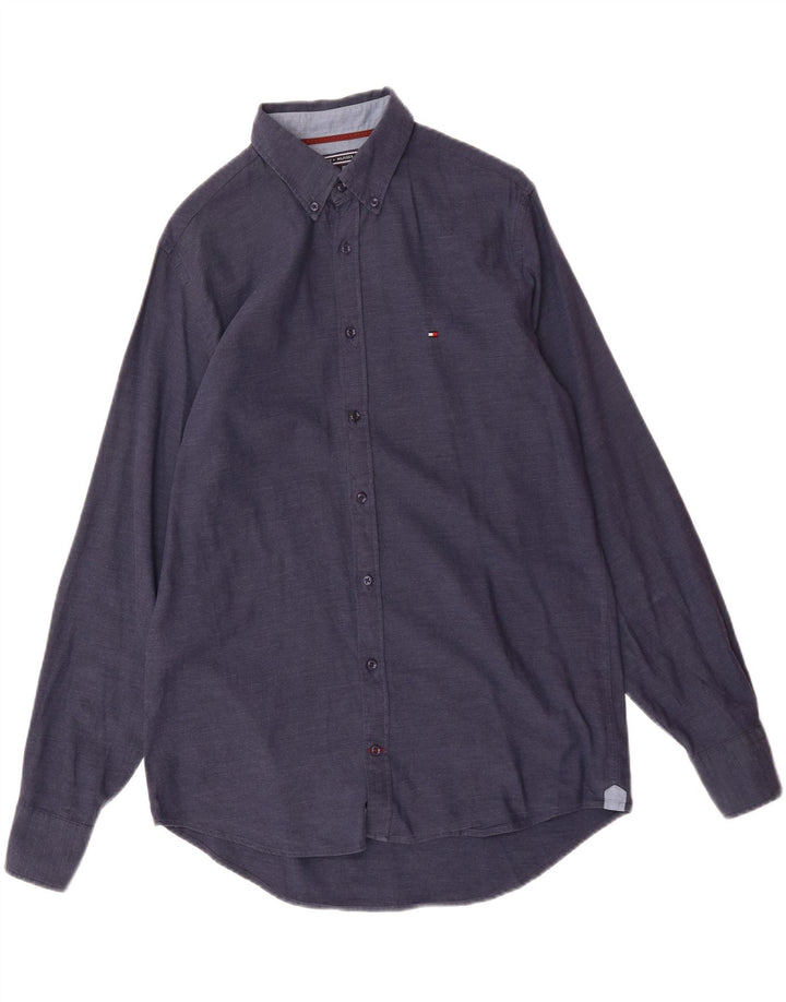 TOMMY HILFIGER Mens New York Fit Shirt Medium Navy Blue Cotton Vintage Tommy Hilfiger and Second-Hand Tommy Hilfiger from Messina Hembry 