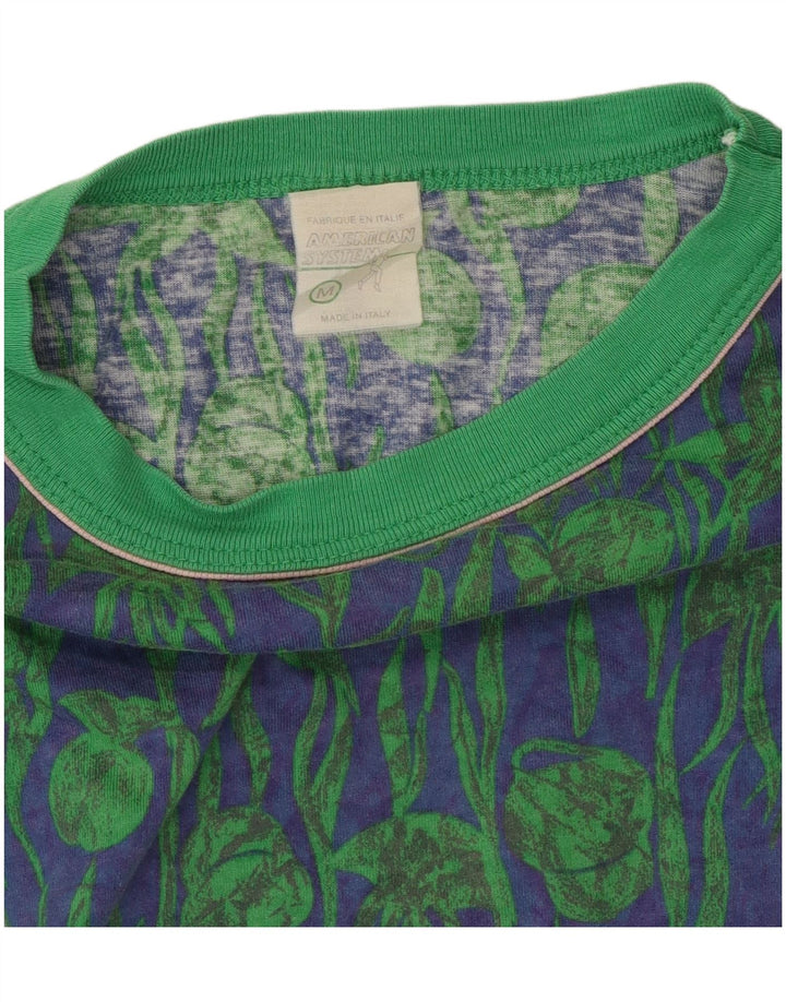 American System Mens T-Shirt Top Medium Green Floral Cotton