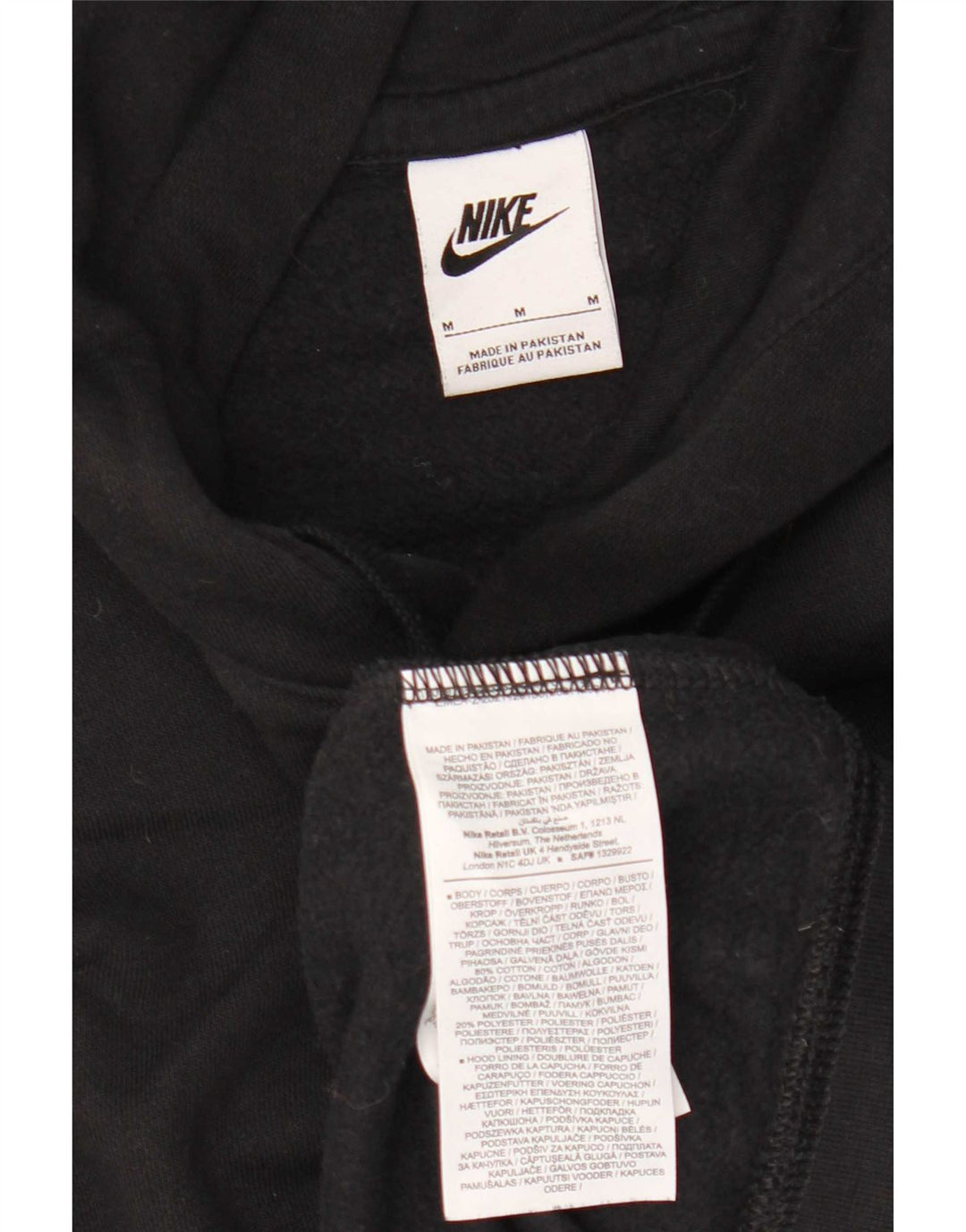 Nike Mens Graphic Hoodie Jumper Medium Black Cotton