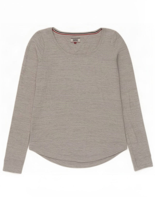 Tommy Hilfiger Womens Top Long Sleeve UK 12 Medium Grey Flecked