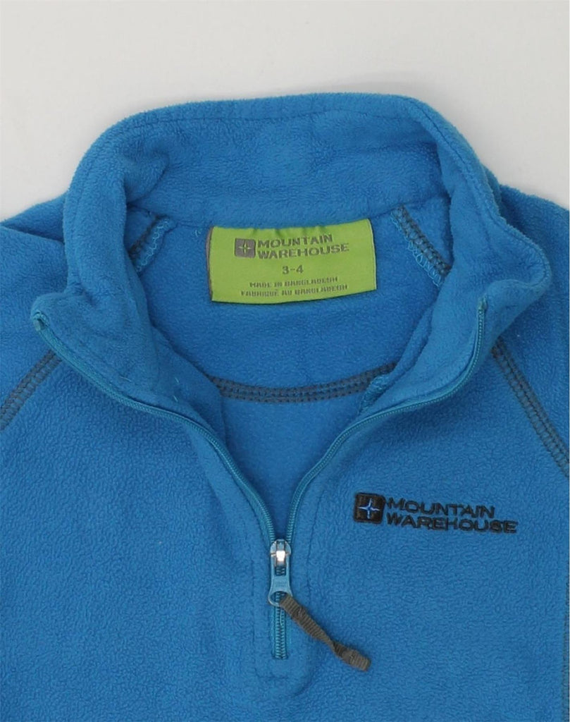 MOUNTAIN WAREHOUSE Boys Zip Neck Fleece Jumper 3-4 Years Blue Colourblock | Vintage Mountain Warehouse | Thrift | Second-Hand Mountain Warehouse | Used Clothing | Messina Hembry 