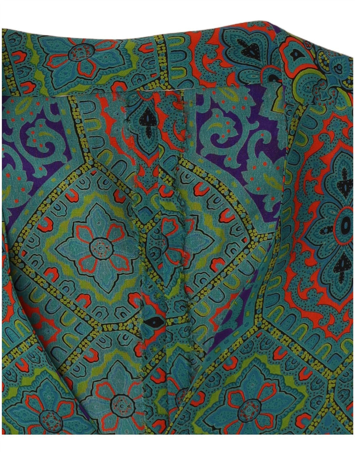 Vintage Womens A-Line Dress UK 14 Medium Green Geometric