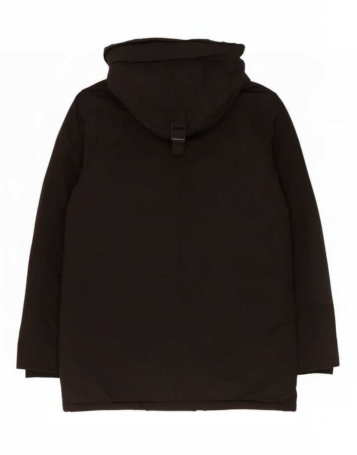 Zara Mens Hooded Padded Coat UK 38 Medium Black Polyester