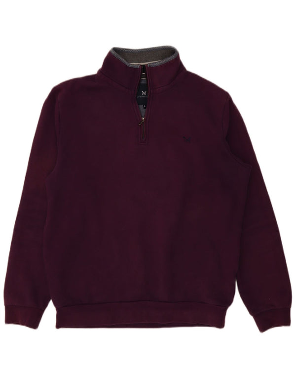 Crew Clothing Mens Zip Neck Sweatshirt Jumper Large Purple Cotton