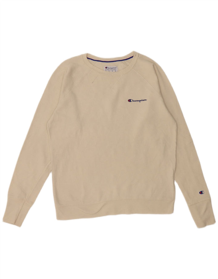 CHAMPION Mens Sweatshirt Jumper Large Off White Polyester