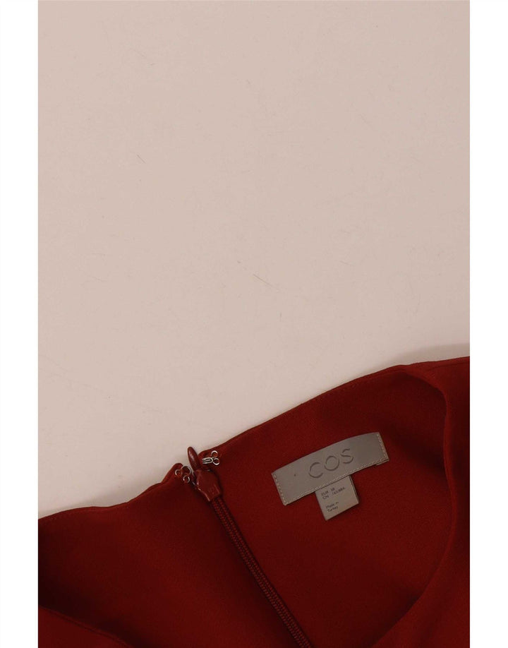 Cos Womens 3/4 Sleeve Shift Dress EU 38 Medium Red