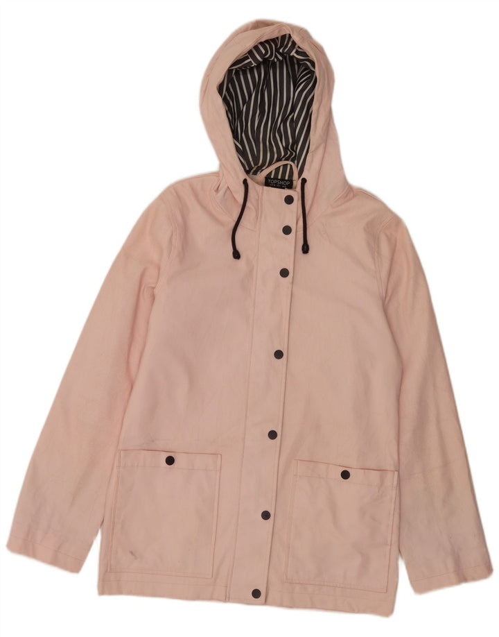 Topshop Womens Hooded Regular Fit Rain Jacket UK 8 Small Pink Polyester