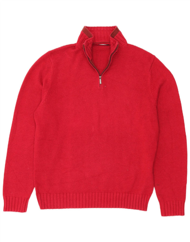 Massimo Dutti Mens Zip Neck Jumper Sweater XL Red Cotton