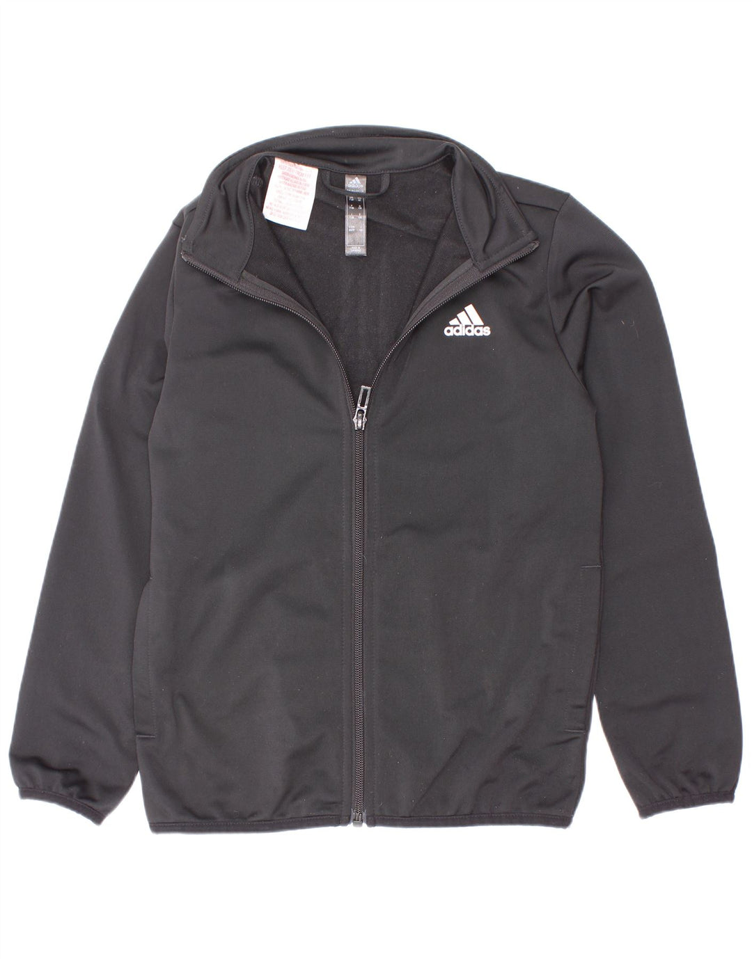 Adidas Boys Graphic Tracksuit Top Jacket 7-8 Years Black Polyester