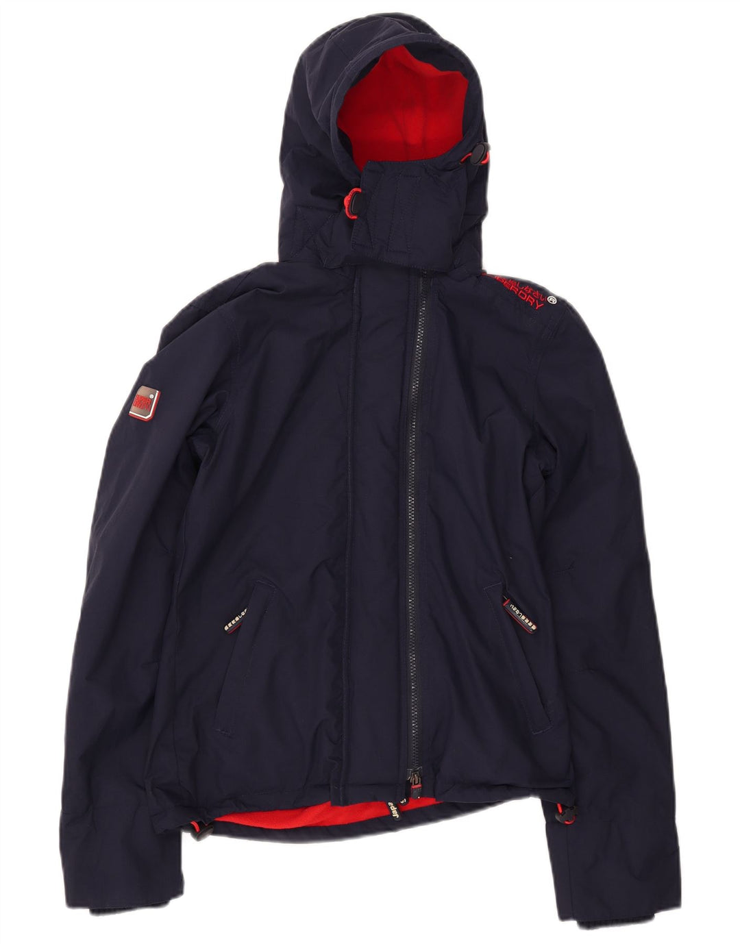 SUPERDRY Womens Windcheater Hooded Windbreaker Jacket UK 6 XS Navy Blue