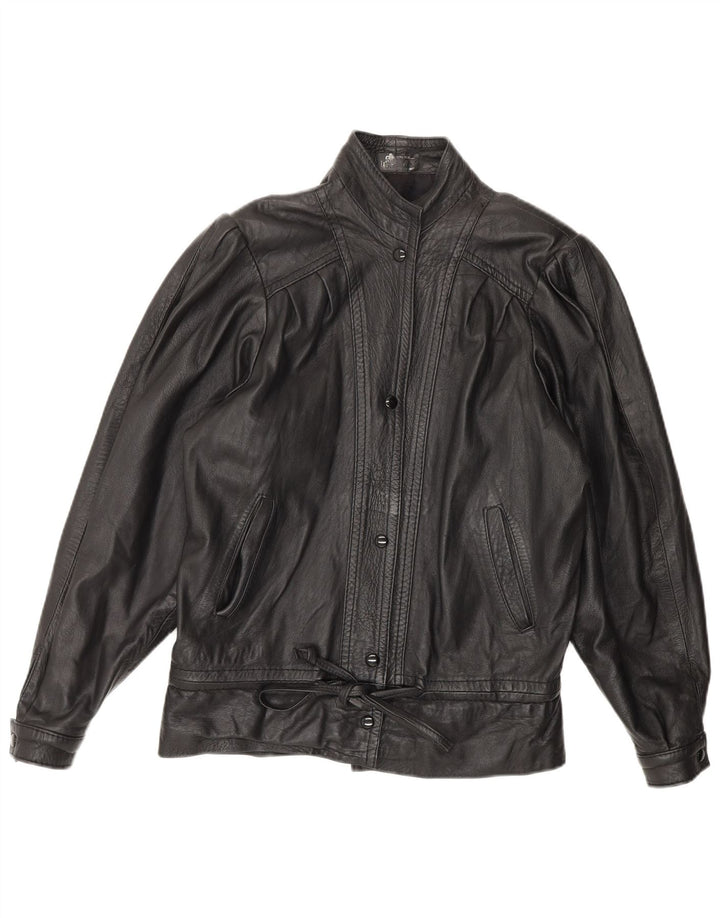 Vintage Womens Leather Jacket UK 14 Medium Black Leather