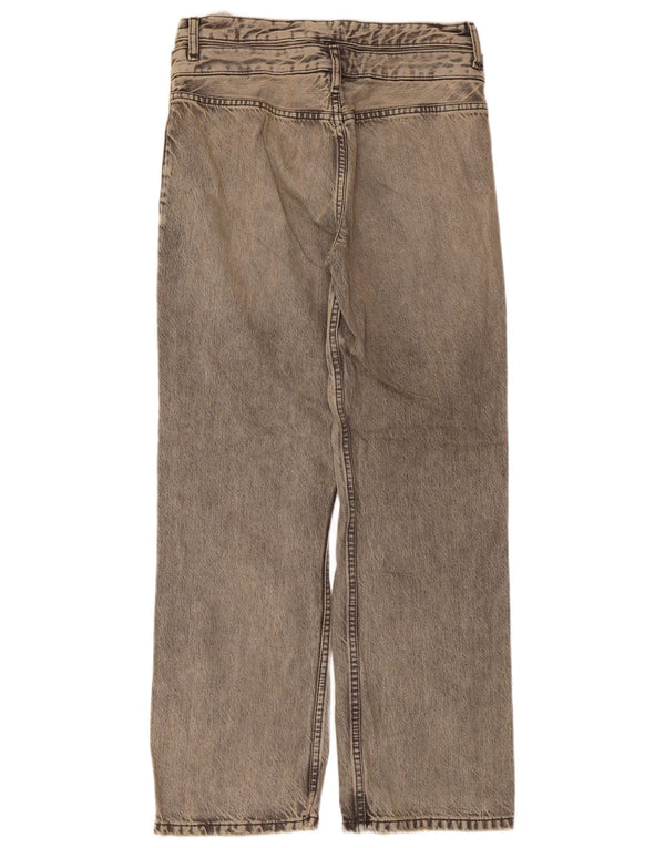 Zara Womens High Waist Wide Leg Jeans EU 36 XS W26 L29 Grey Cotton