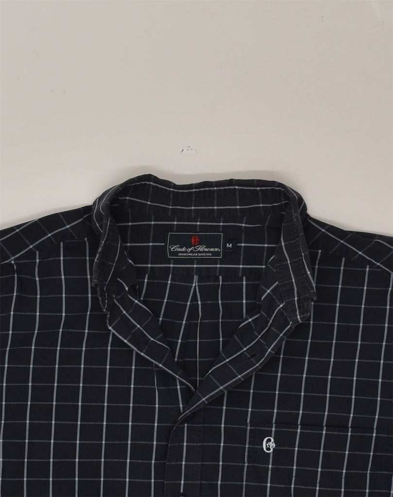 CONTE OF FLORENCE Mens Shirt Medium Navy Blue Check Cotton | Vintage Conte of Florence | Thrift | Second-Hand Conte of Florence | Used Clothing | Messina Hembry 